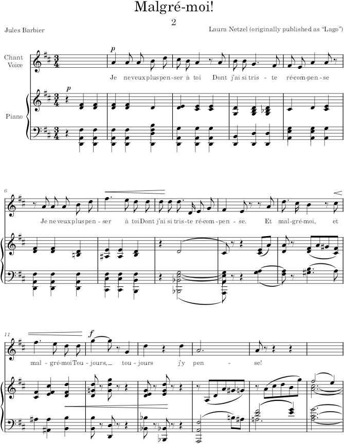 Malgré-moi! (4 Songs, Op.46) - Netzel — first page preview