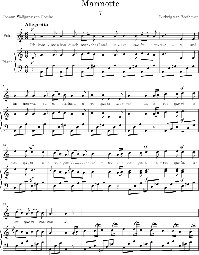Marmotte (8 Lieder, Op.52) - Beethoven — first page preview