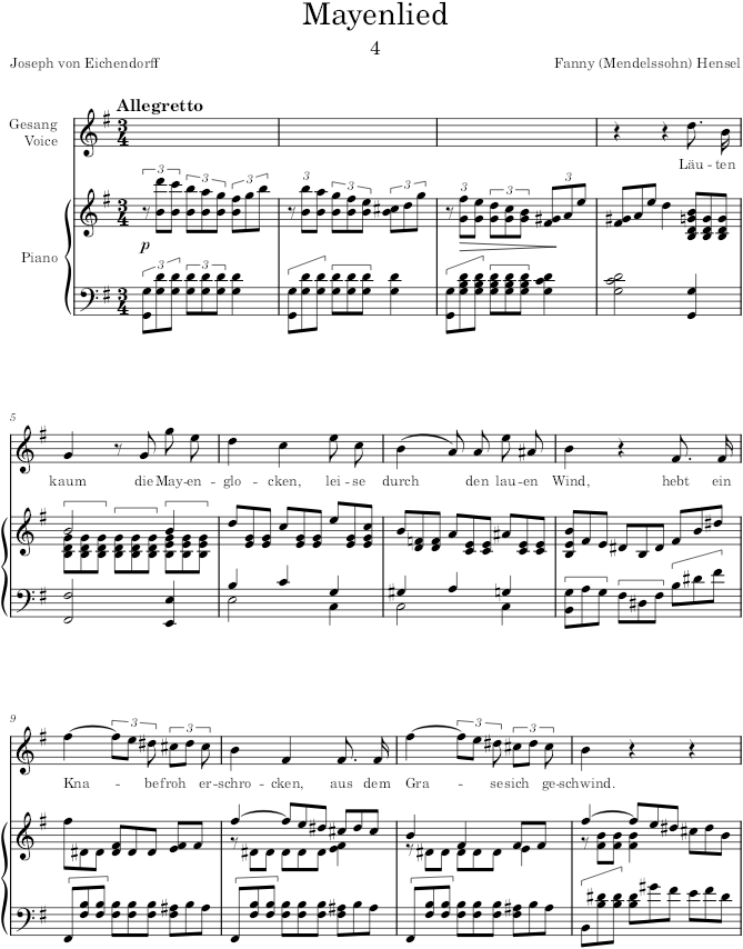 Mayenlied (6 Lieder, Op.1) - Hensel — first page preview