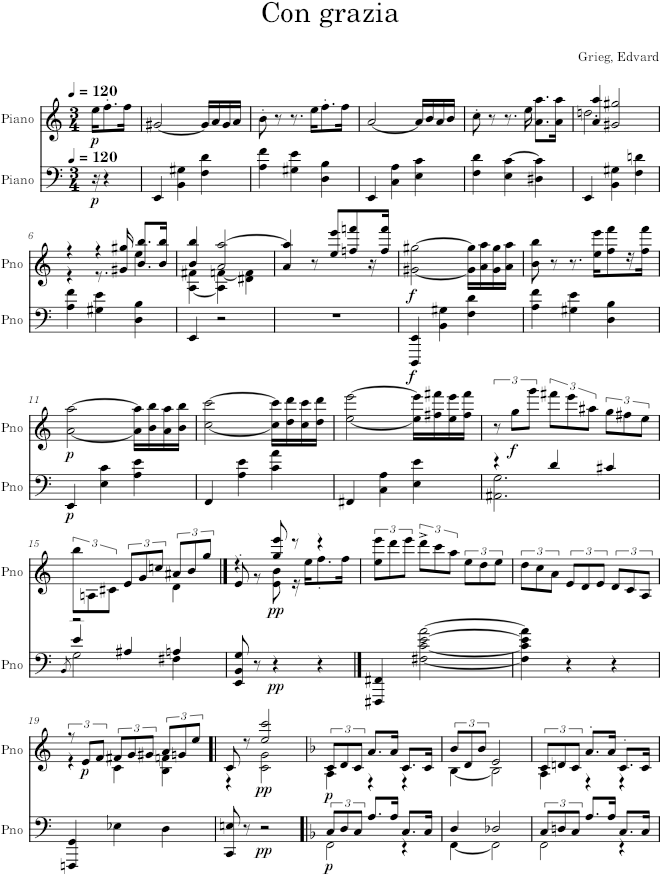 Mazurka (Four Piano Pieces, Op. 1, No. 3) - Grieg — first page preview