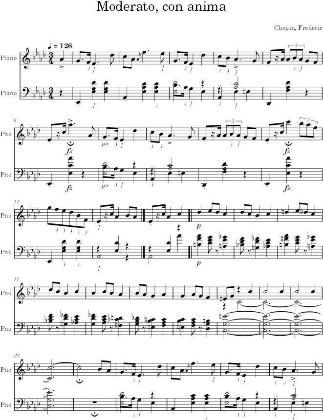 Mazurka in A-flat Major, Op. 24, No. 3 - Chopin — first page preview