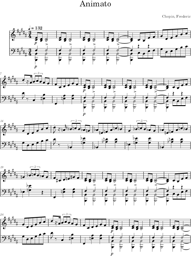 Mazurka in B Major, Op. 41, No. 3 - Chopin — first page preview