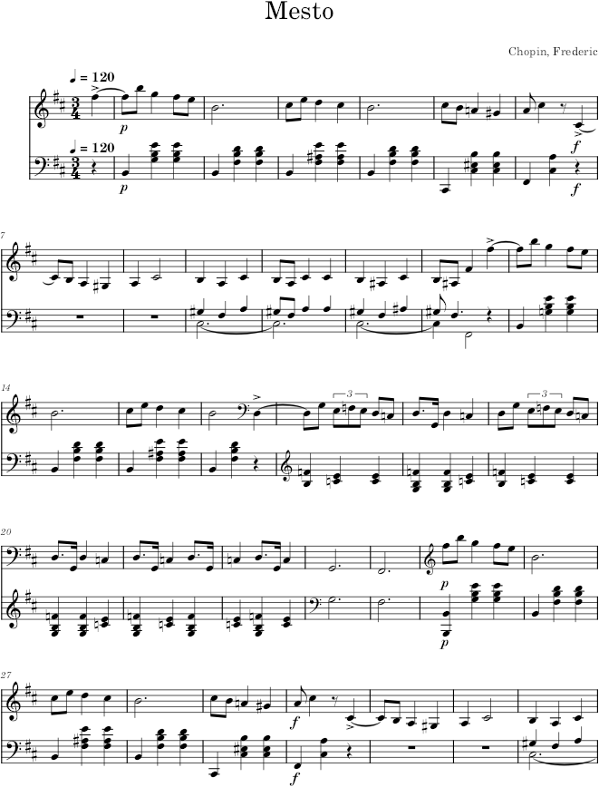 Mazurka in B Minor, Op. 33, No. 4 - Chopin — first page preview