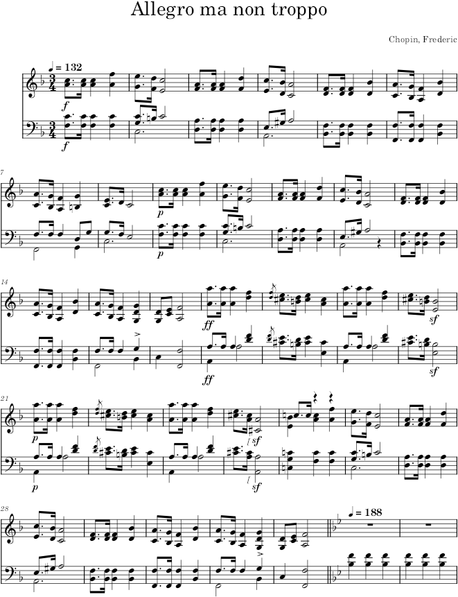Mazurka in F Major, Op. 68, No. 3 - Chopin — first page preview