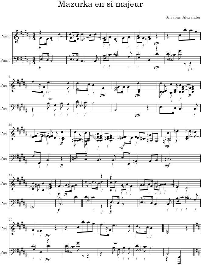 Mazurka Op. 25, No. 8 - Scriabin — first page preview