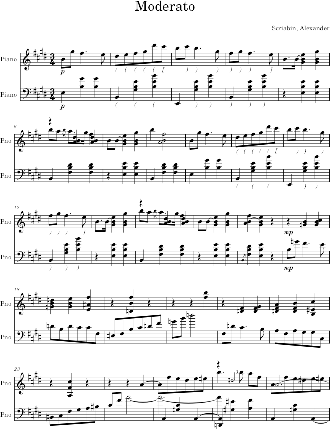 Mazurka Op. 3, No. 4 - Scriabin — first page preview