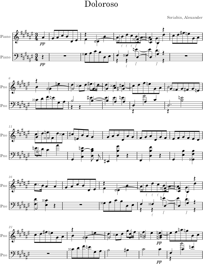 Mazurka Op. 3, No. 5 - Scriabin — first page preview