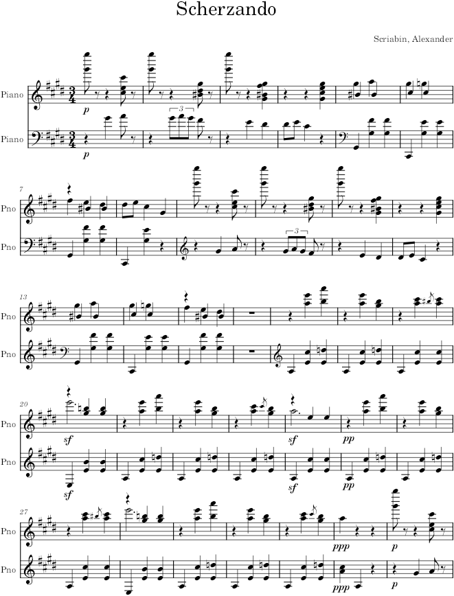 Mazurka Op. 3, No. 6 - Scriabin — first page preview