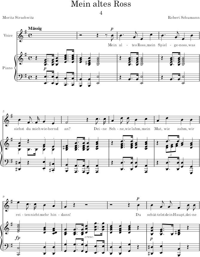 Mein altes Ross (5 Lieder und Gesänge, Op.127) - Schumann — first page preview