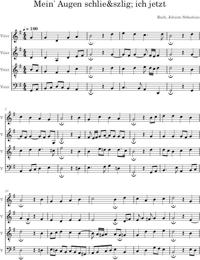 Mein' Augen schließ ich jetzt, BWV 378 - Bach — first page preview