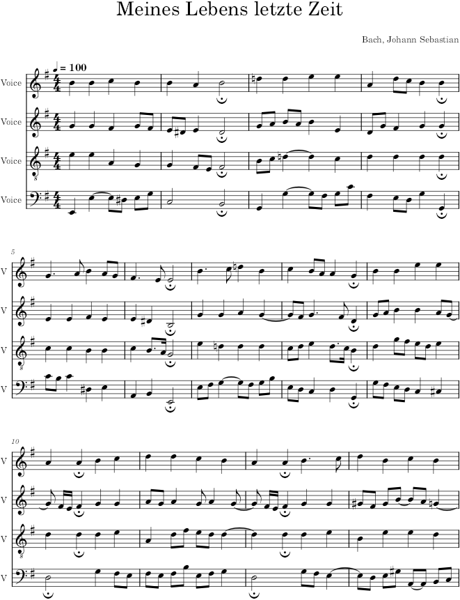Meines Lebens letzte Zeit, BWV 381 - Bach — first page preview