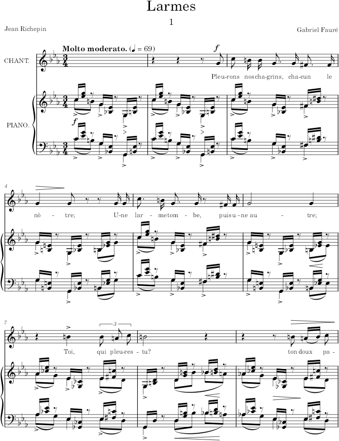 Mélodies, Op. 51 (Songs) - Fauré — first page preview