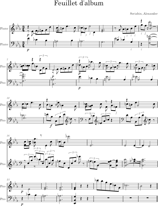 Miniature Op. 45, No. 1 - Scriabin — first page preview