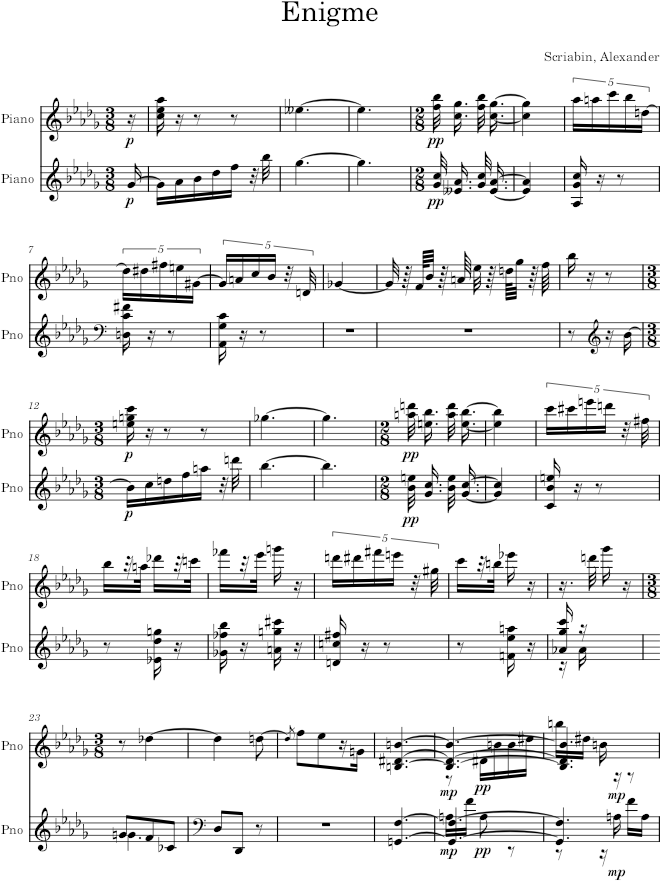 Miniature Op. 52, No. 2 - Scriabin — first page preview