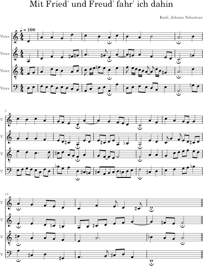 Mit Fried' und Freud' fahr' ich dahin, BWV 382 - Bach — first page preview