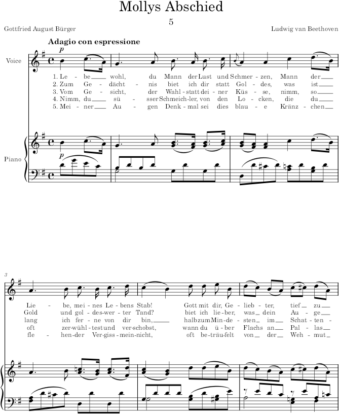 Mollys Abschied (8 Lieder, Op.52) - Beethoven — first page preview