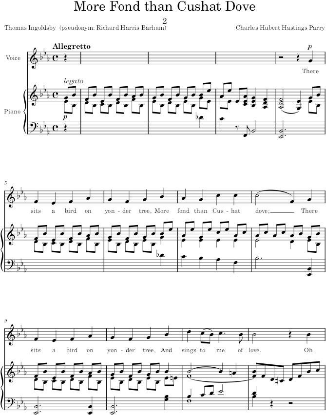 More Fond than Cushat Dove (3 Songs, Op.12) - Parry — first page preview