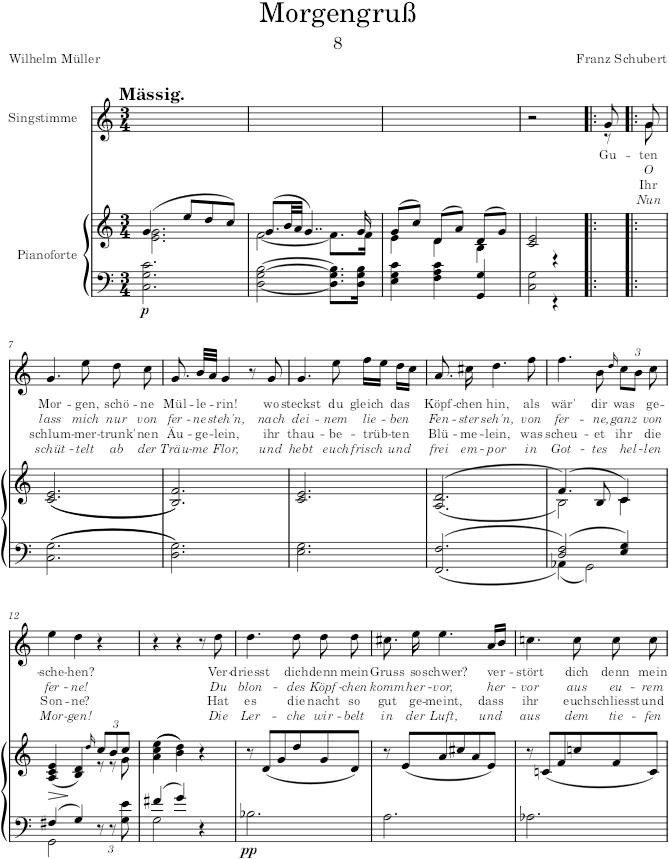 Morgengruß (Die schöne Müllerin, D.795) - Schubert — first page preview