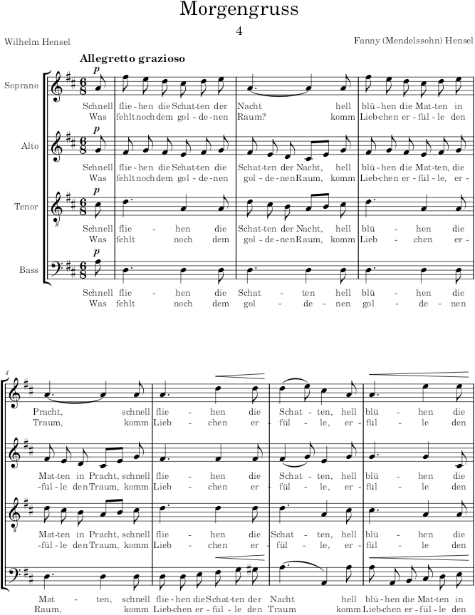 Morgengruss (Gartenlieder, Op.3) - Hensel — first page preview