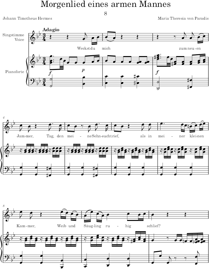 Morgenlied eines armen Mannes (12 Lieder, 1786) - Paradis — first page preview