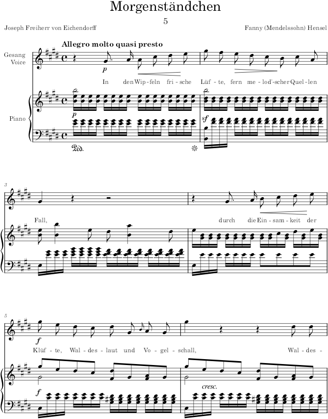Morgenständchen (6 Lieder, Op.1) - Hensel — first page preview
