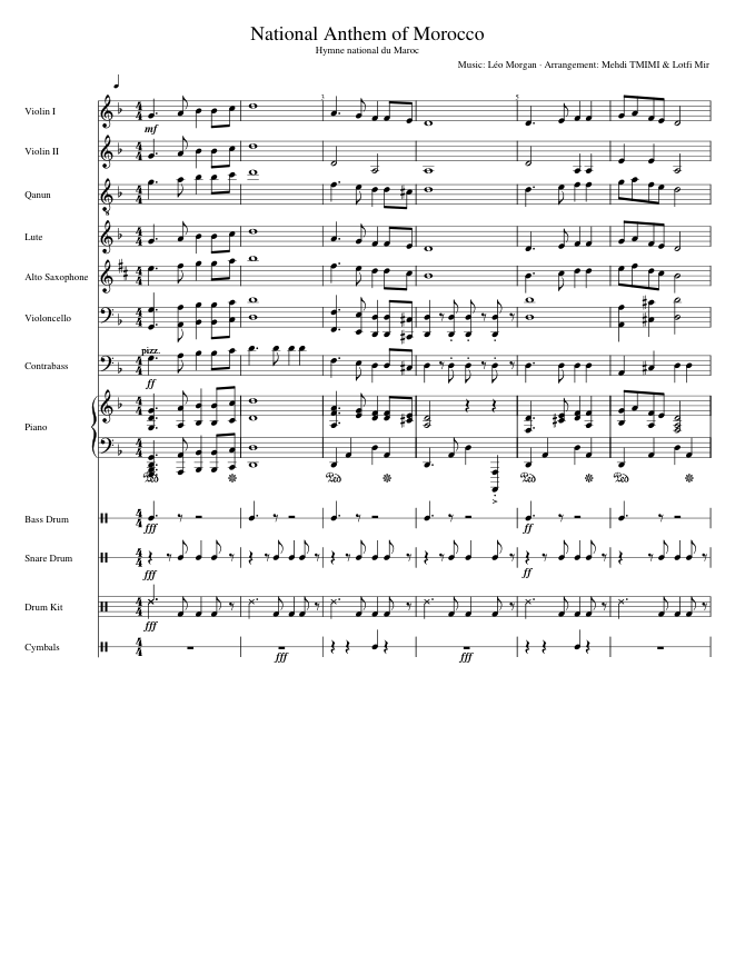 Moroccan National Anthem — first page preview
