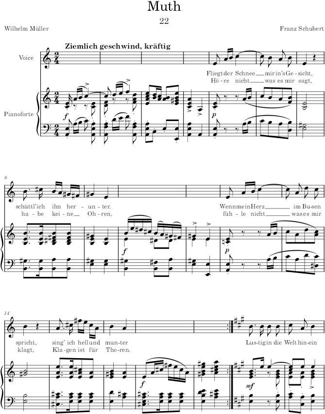 Muth (Winterreise, D.911) - Schubert — first page preview