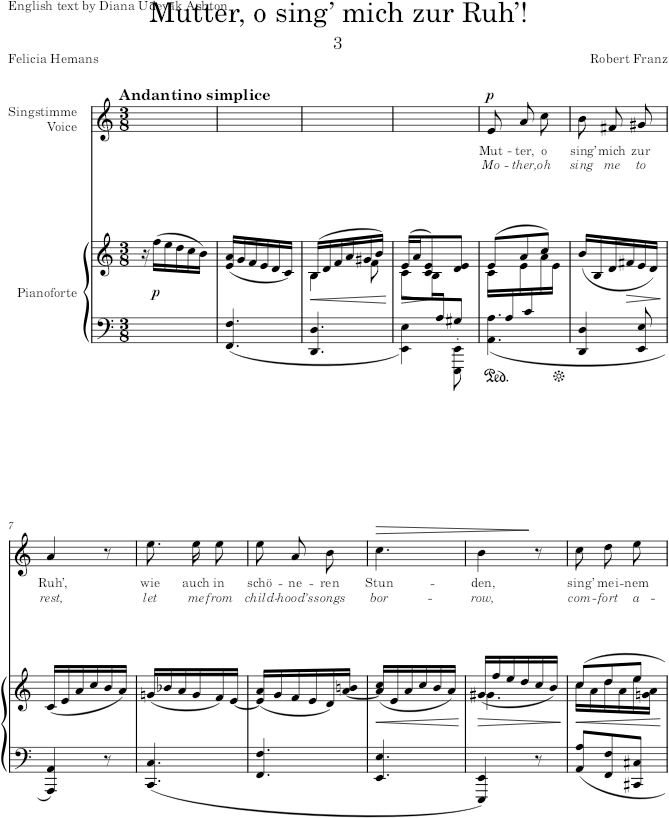 Mutter, o sing’ mich zur Ruh’! (6 Gesänge, Op.10) - Franz — first page preview