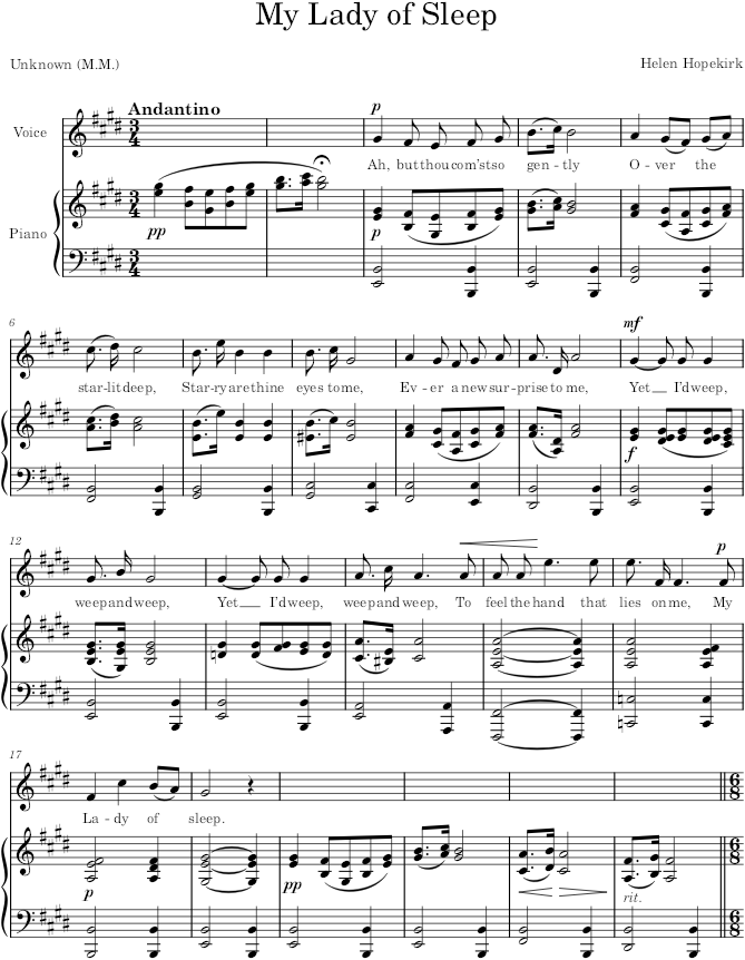 My Lady of Sleep - Hopekirk — first page preview