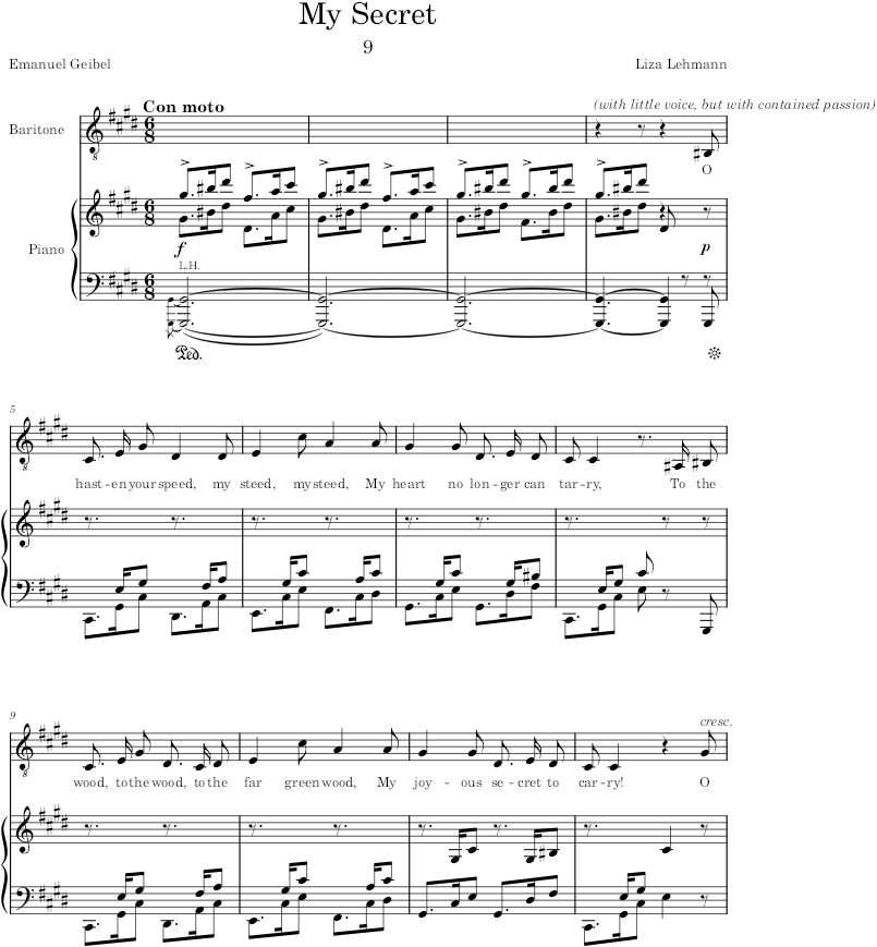 My Secret (Songs of Love and Spring) - Lehmann — first page preview