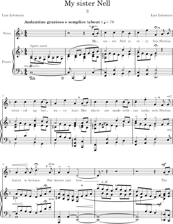 My sister Nell (Songs of a Flapper) - Lehmann — first page preview