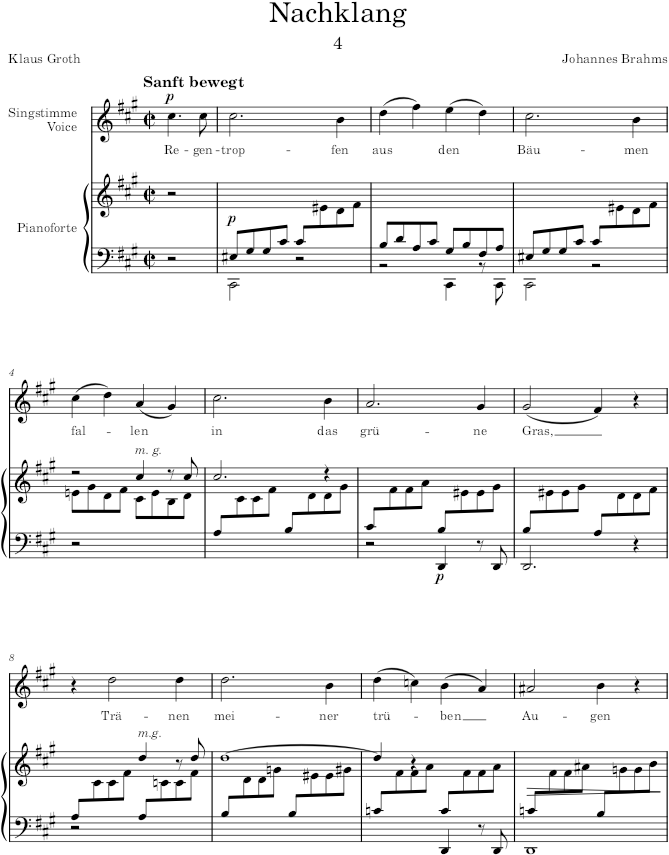 Nachklang (8 Lieder und Gesänge, Op.59) - Brahms — first page preview