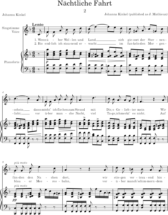 Nächtliche Fahrt (6 Lieder, Op.16) - Kinkel — first page preview