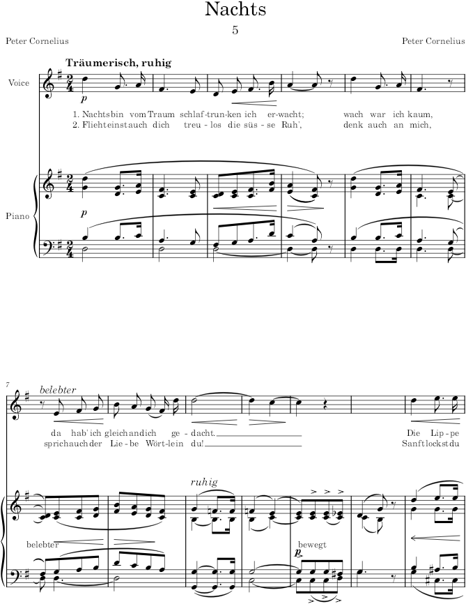 Nachts (6 Lieder, Op.1) - Cornelius — first page preview
