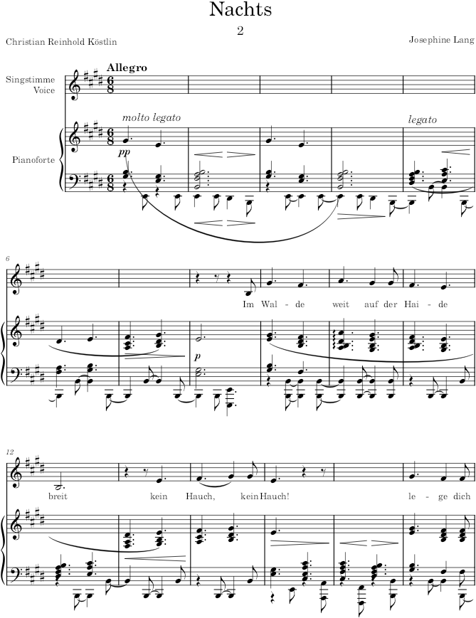 Nachts (6 Lieder, Op.12) - Lang — first page preview