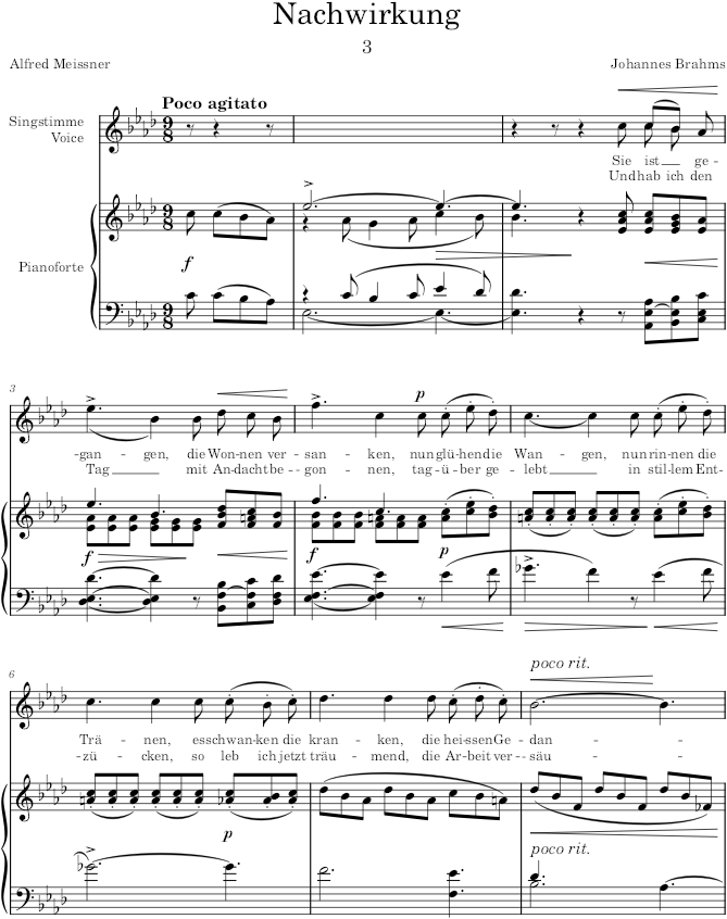Nachwirkung (6 Songs, Op.6) - Brahms — first page preview