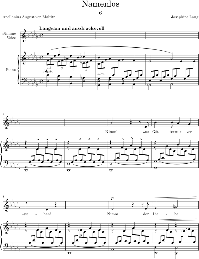 Namenlos (6 Lieder, Op.13) - Lang — first page preview