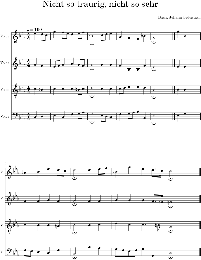 Nicht so traurig, nicht so sehr, BWV 384 - Bach — first page preview