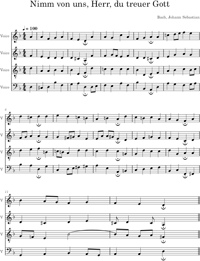 Nimm von uns, Herr, du treuer Gott, BWV 101/7 - Bach — first page preview