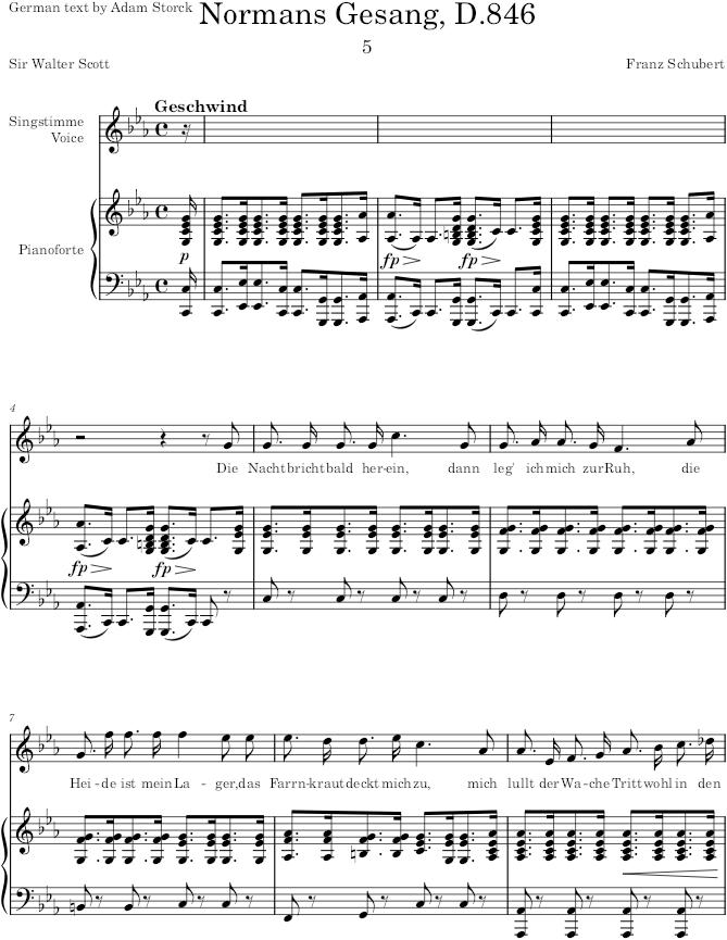 Normans Gesang, D.846 (Op.52) - Schubert — first page preview