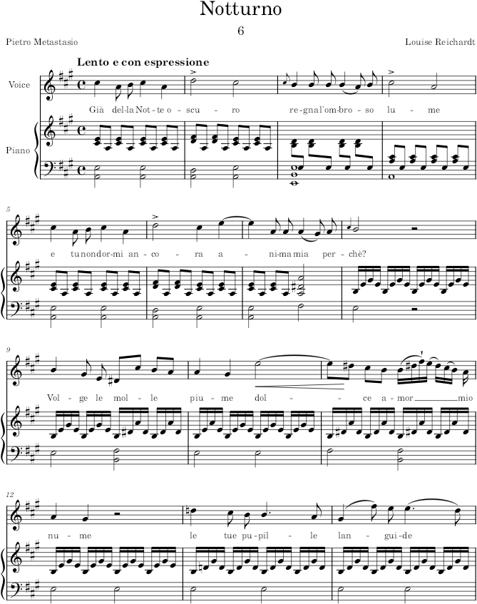 Notturno (12 Deutsche und Italiänische Romantische Gesänge) - Reichardt — first page preview