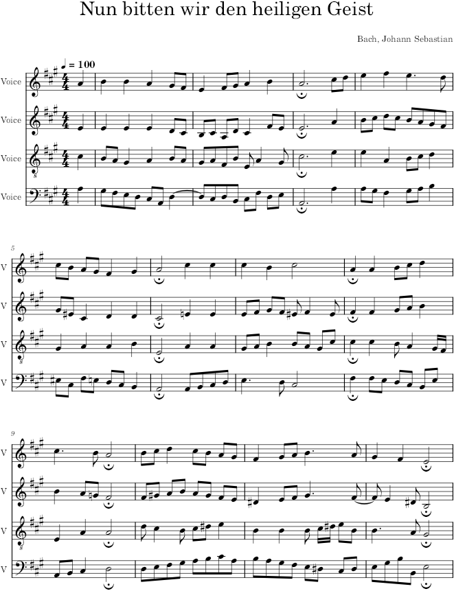 Nun bitten wir den heiligen Geist, BWV 197/5 - Bach — first page preview
