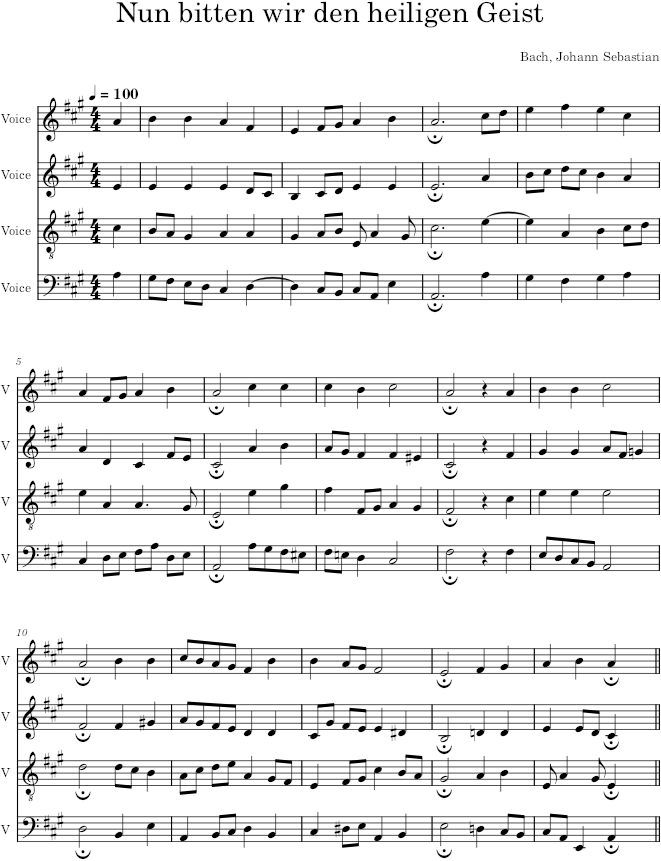 Nun bitten wir den heiligen Geist, BWV 385 - Bach — first page preview