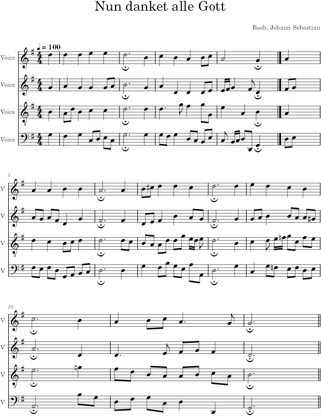 Nun danket alle Gott, BWV 252 - Bach — first page preview