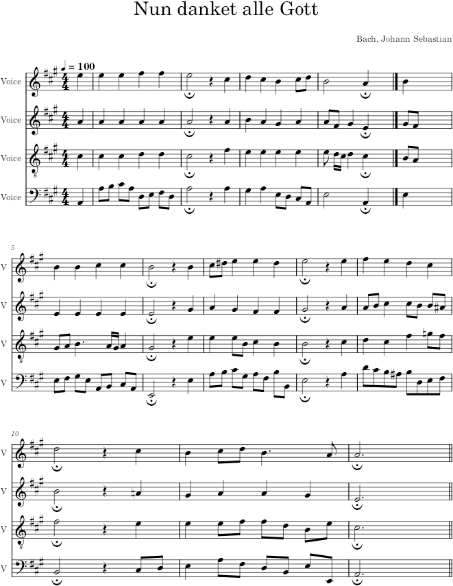 Nun danket alle Gott, BWV 386 - Bach — first page preview