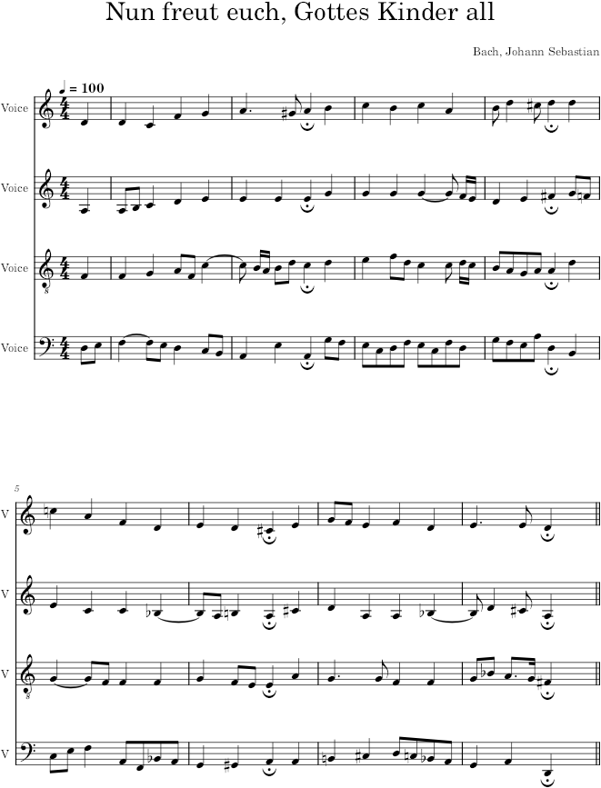 Nun freut euch, Gottes Kinder all, BWV 387 - Bach — first page preview