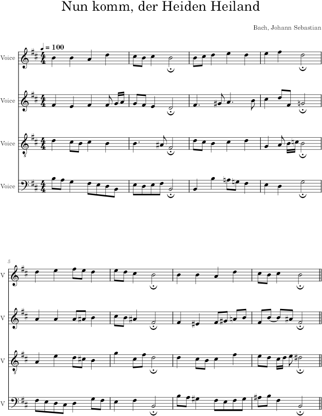 Nun komm, der Heiden Heiland, BWV 36(2)/8 - Bach — first page preview
