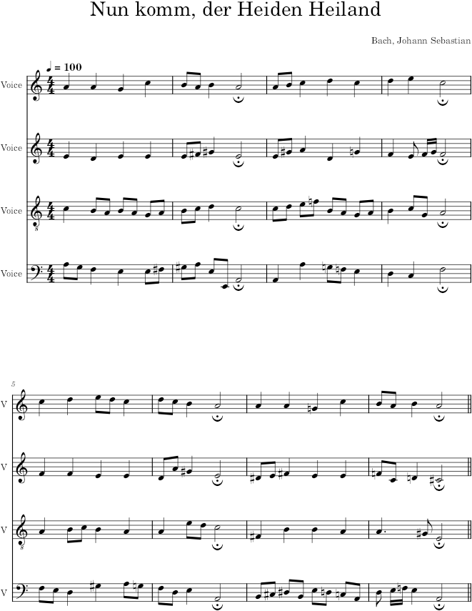 Nun komm, der Heiden Heiland, BWV 62/6 - Bach — first page preview