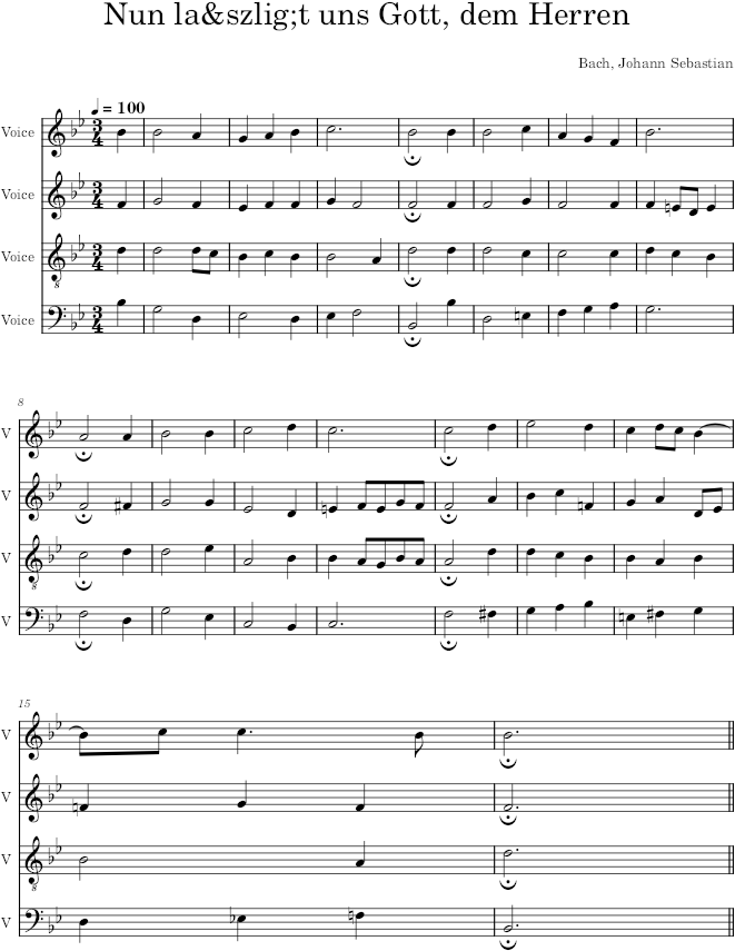 Nun laßt uns Gott, dem Herren, BWV 194/12 - Bach — first page preview