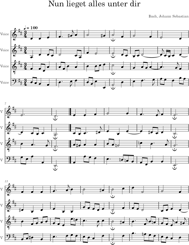 Nun lieget alles unter dir, BWV 11/6 - Bach — first page preview
